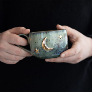 Altın Ay ve Yıldızlı Stoneware Kupa - mug - 02