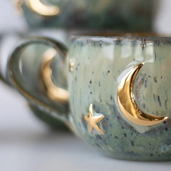 Altın Ay ve Yıldızlı Stoneware Kupa - mug - 07