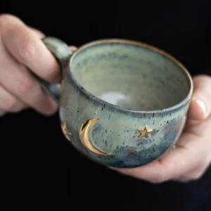 Altın Ay ve Yıldızlı Stoneware Kupa - mug - 10