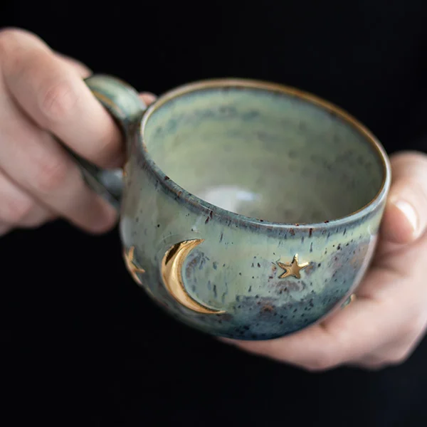 Altın Ay ve Yıldızlı Stoneware Kupa - mug - 10