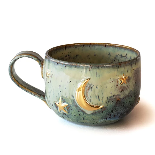 Altın Ay ve Yıldızlı Stoneware Kupa - mug - 01