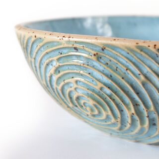 El yapımı seramik kase - stoneware salata kasesi - el oyması - 1