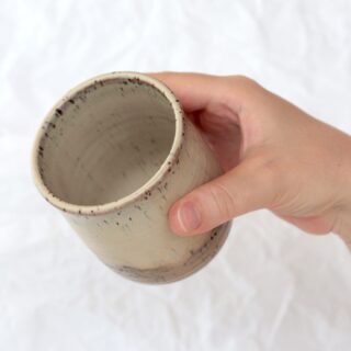 Pottery-ceramic-beige-brown-mug-stonewware-no-handle-4